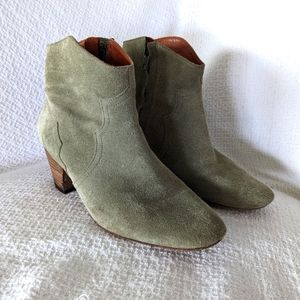 Isabelle Marant "Dicker" green suede bootie